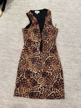 superdown Leopard Print Sleeveless Mini Dress - Brown/Black